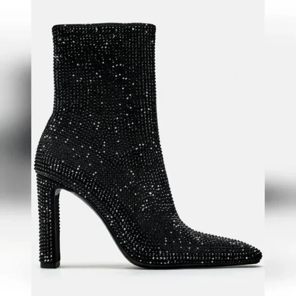 ZARA RHINESTONE HEELED ANKLE BOOTS - Picture 2 of 14